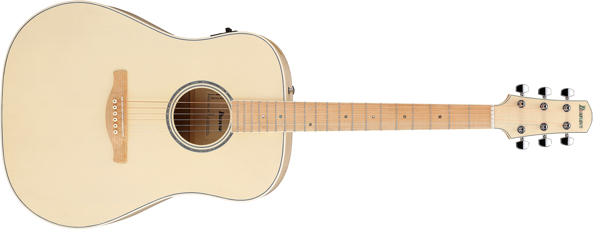 Ibanez Aad77m1e Oaw Advanced Dreadnought Cw Epicea Erable Mn - Open Pore Antique White - Guitare Folk - Main picture