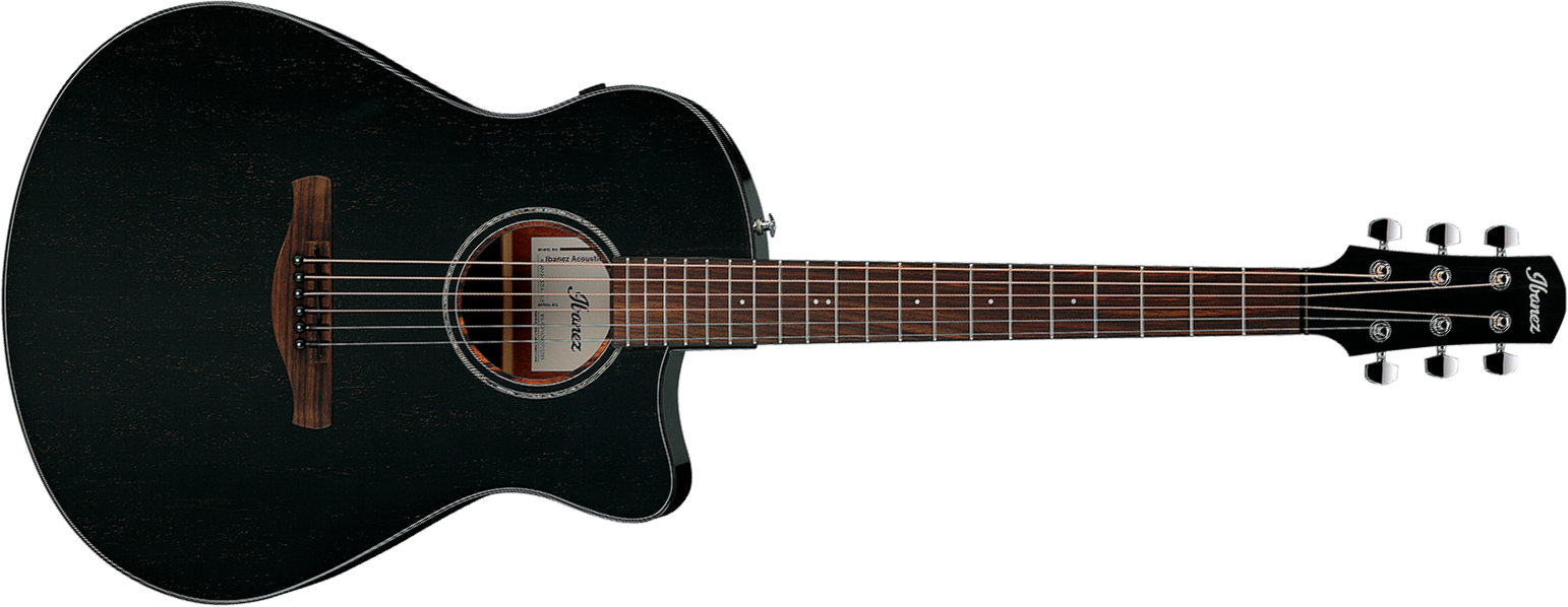Ibanez Aam340ce Rub Advanced Auditorium Cw Tout Acajou Rw - Rustic Black - Guitare Folk - Main picture