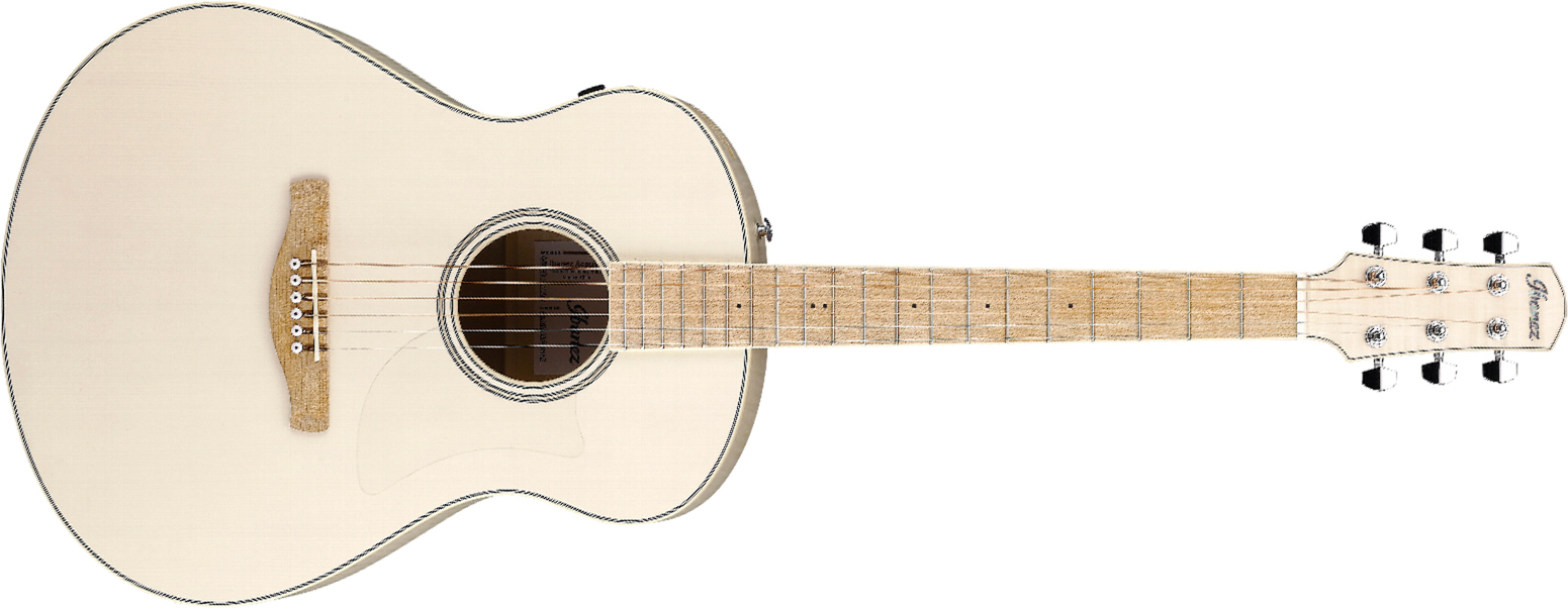 Ibanez Aam370e Oaw Advanced Auditorium Epicea Erable Mn - Open Pore Antique White - Guitare Folk - Main picture