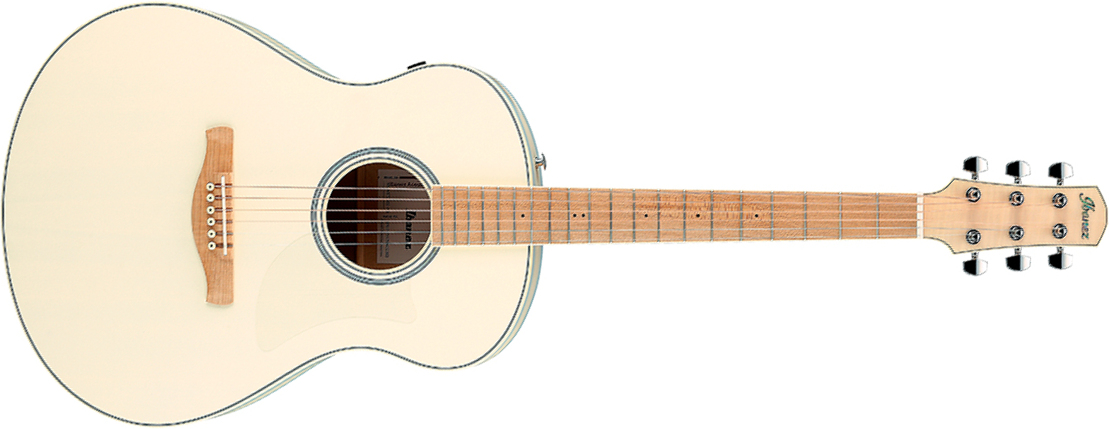 Ibanez Aam370m2e Aib Advanced Auditorium Epicea Erable Mn - Transparent Antique White Ice Blue Open Pore - Guitare Folk - Main picture