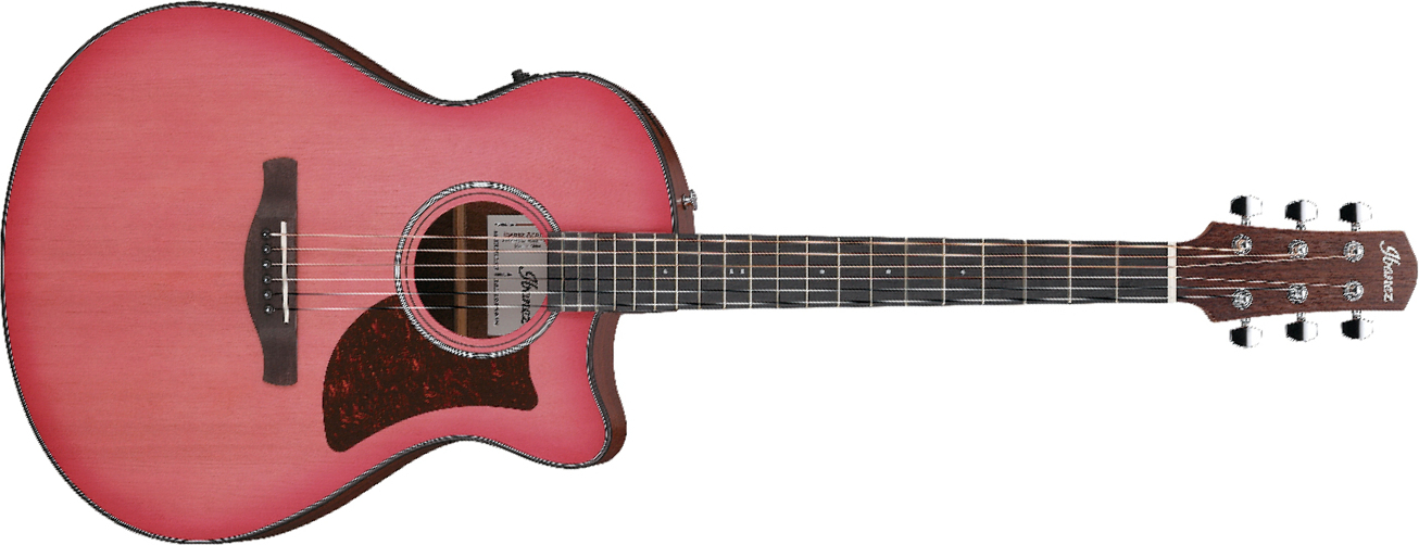 Ibanez Aam50ce Cro Advanced Auditorium Cw Epicea Sapele Pur - Coral Red Burst Open Pore - Guitare Folk - Main picture