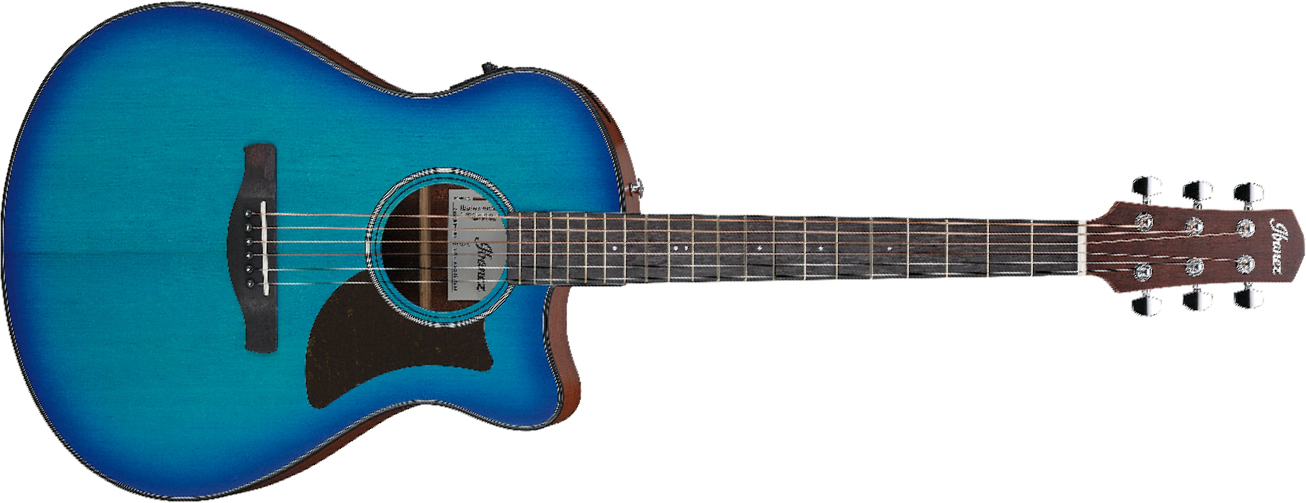 Ibanez Aam50ce Sbo Advanced Auditorium Cw Epicea Sapele Pur - Sapphire Blue Burst Open Pore - Guitare Folk - Main picture