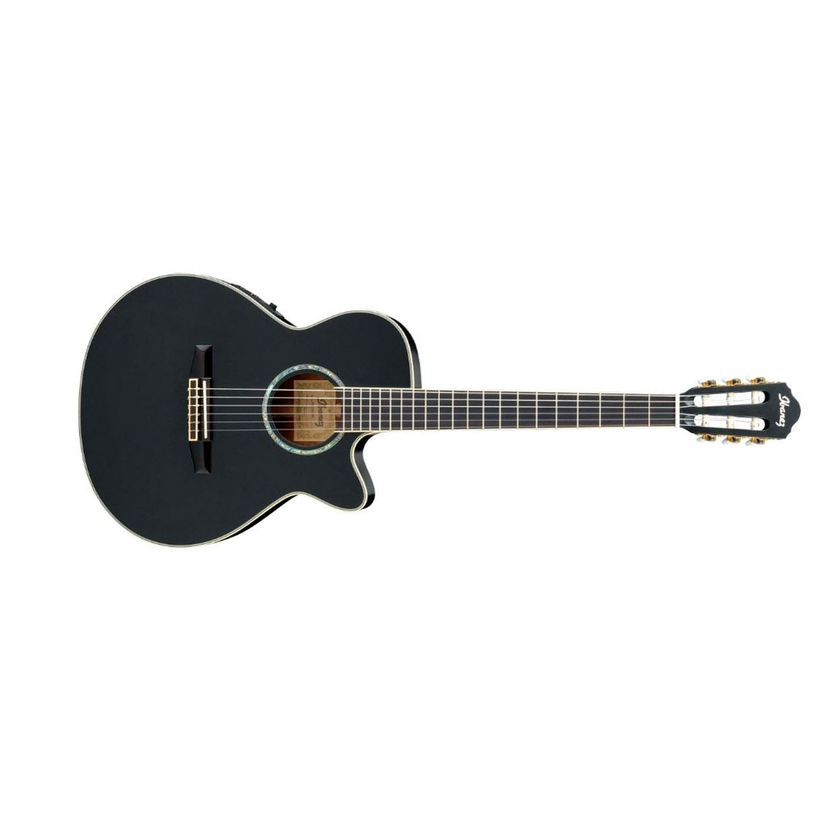 Ibanez Aeg10nii Bk Concert Cw Epicea Acajou - Black High Gloss - Guitare Classique Format 4/4 - Main picture