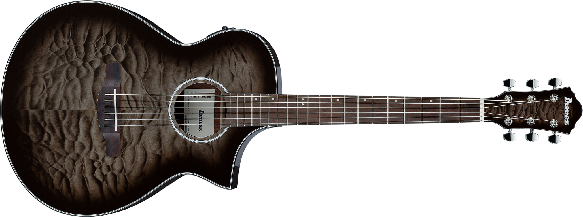 Ibanez Aewc16qa Tkh Grand Concert Cw Tilleul Sapele Rw - Transparent Black Sunburst - Guitare Folk - Main picture