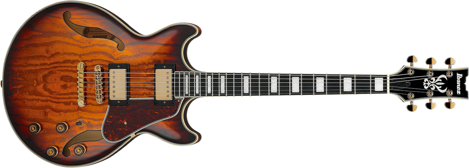 Ibanez Am93qa Vvh Artcore Expressionist 2h Ht Eb - Vintage Violin High Gloss - Guitare Électrique 1/2 Caisse - Main picture