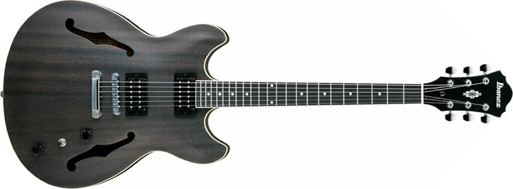 Ibanez As53 Tkf Artcore Hh Ht Noy - Trans Black Flat - Guitare Électrique 1/2 Caisse - Main picture