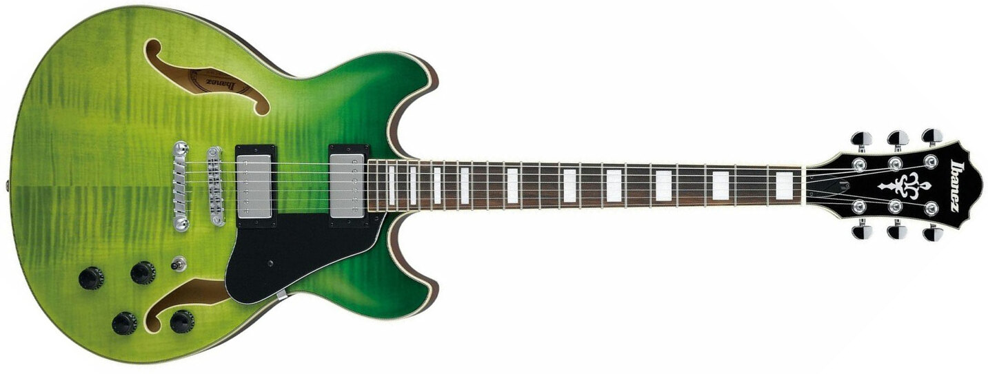 Ibanez As73fm Gvg Artcore Hh Ht Lau - Green Valley Gradation - Guitare Électrique 1/2 Caisse - Main picture