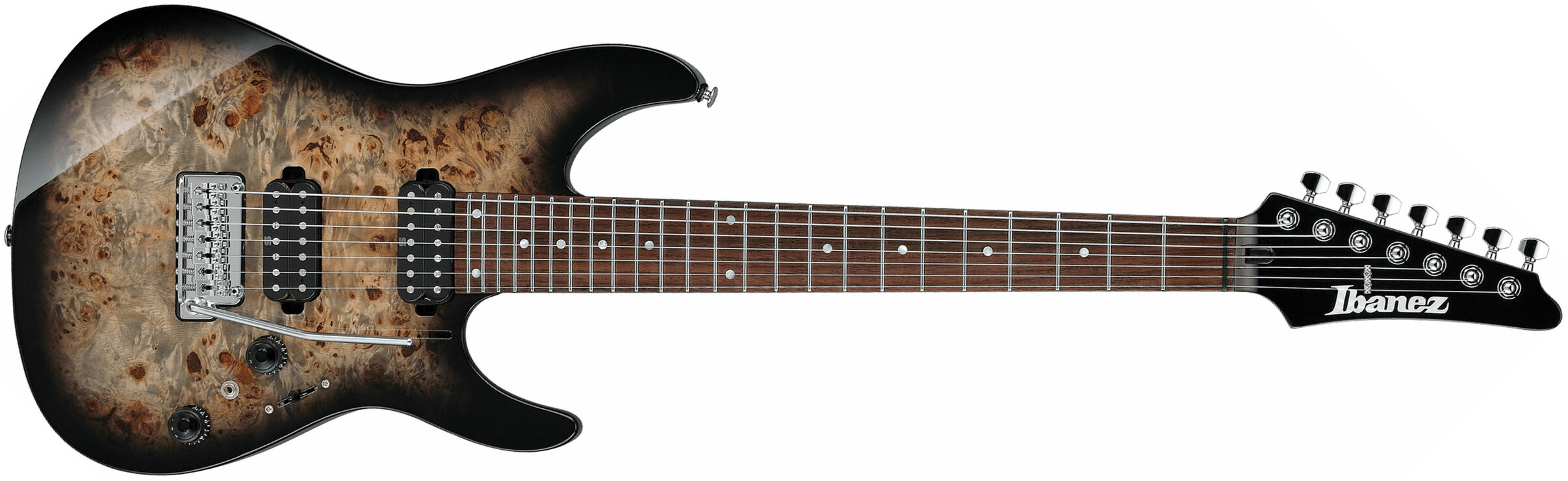 Ibanez Az427p1pb Ckb Premium 7c Hh Seymour Duncan Trem Rw - Charcoal Black Burst - Guitare Électrique 7 Cordes - Main picture