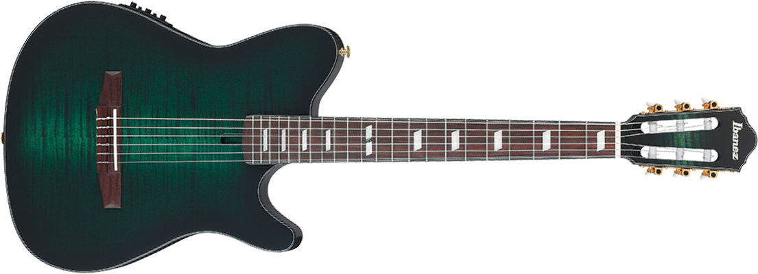 Ibanez Frh20fmn Dgl Hollow Cw Erable Sapele Rw - Deep Emerald Green - Guitare Classique Format 4/4 - Main picture