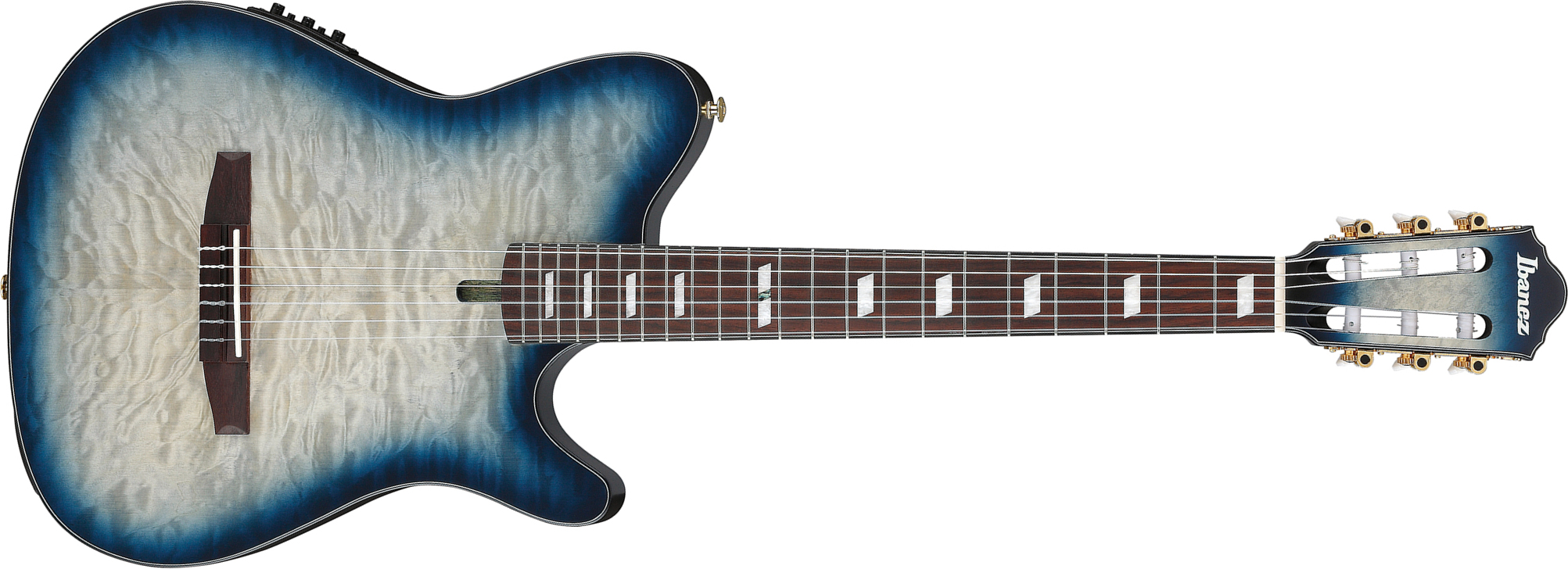 Ibanez Frh20qmn Ctl Fr Hollow Cw Erable Sapele Rw - Cosmic Blue Starburst Low Gloss - Guitare Classique Format 4/4 - Main picture