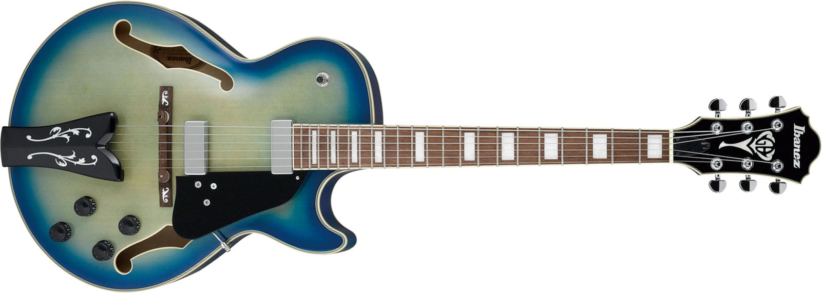 Ibanez George Benson Gb10em Jbb Signature Hh Ht Eb - Jet Blue Burst - Guitare Électrique 3/4 Caisse & Jazz - Main picture