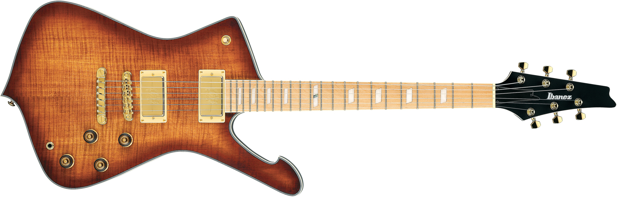 Ibanez Ic420mfm Cml Iceman 2h Ht Mn - Caramel Burst Low Gloss - Guitare Électrique RÉtro Rock - Main picture