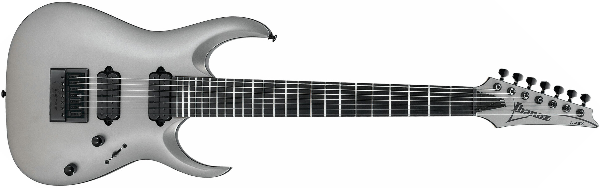 Ibanez Munky Apex30 Signature 7c Hh Dimarzio Ht Eb - Metallic Gray Matte - Guitare Électrique 7 Cordes - Main picture