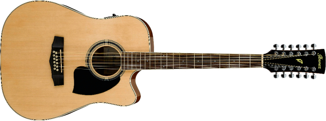 Ibanez Pf1512ece Nt Performance Dreadnought Cw 12c Epicea Acajou Lau - Natural - Guitare Folk - Main picture