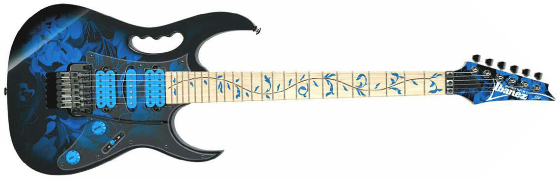 Ibanez Steve Vai Jem77p Bfp Premium Hsh Fr Mn - Blue Floral Pattern - Guitare Électrique Forme Str - Main picture