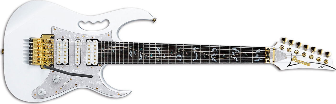 Ibanez Steve Vai Jem7v7 Wh Prestige Japan - White - Guitare Électrique 7 Cordes - Main picture