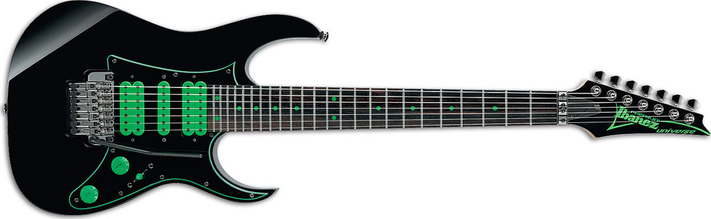 Ibanez Steve Vai Uv70p Bk Universe Premium Signature 7-cordes Hsh Fr Rw - Black - Guitare Électrique 7 Cordes - Main picture