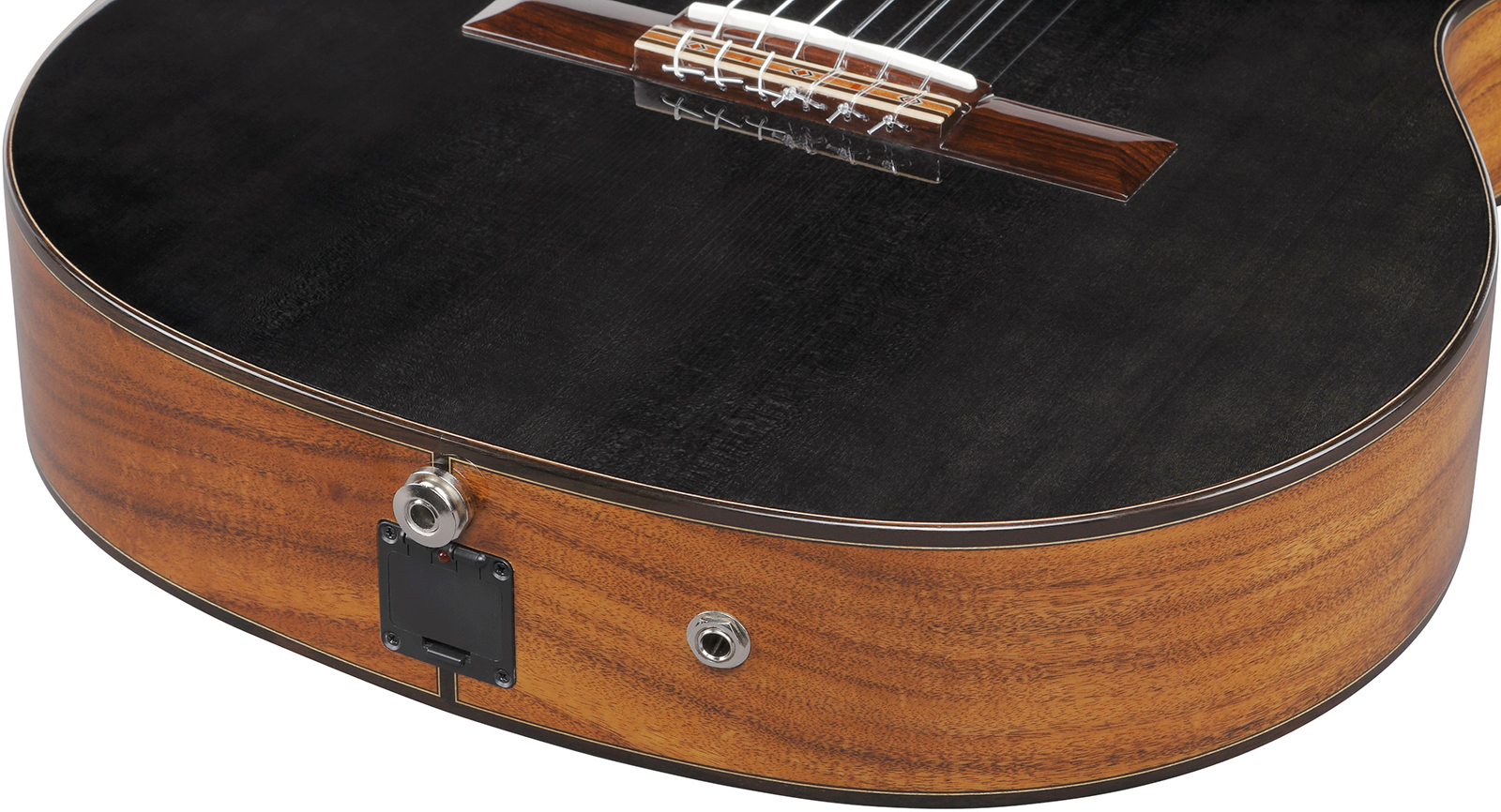 Ibanez Ga360tce Nt Classical 4/4 Thinline Epicea Acacia Rw - Transparent Black High Gloss - Guitare Classique Format 4/4 - Variation 4