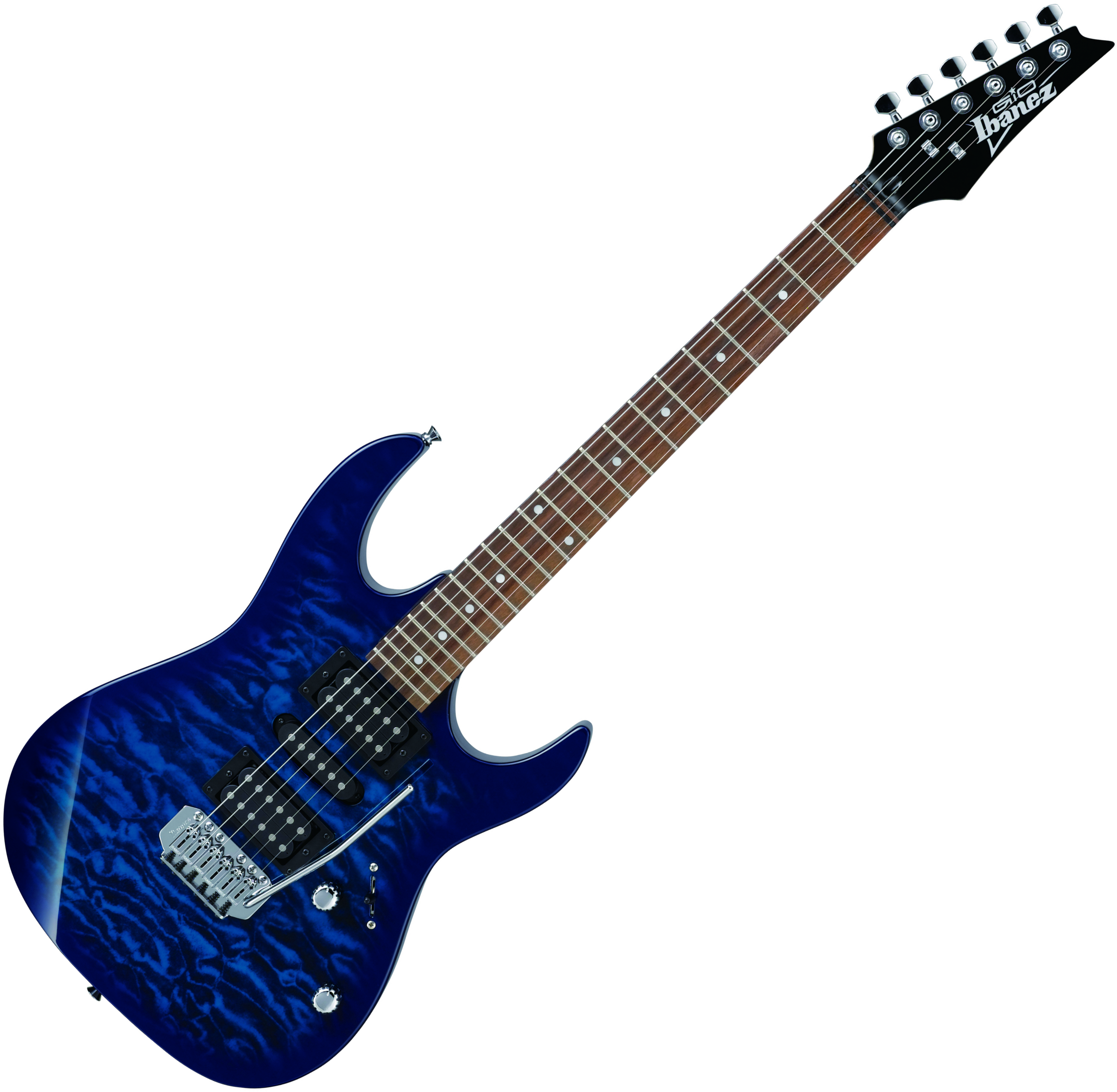 Guitare électrique solid body Ibanez GRX70QA TBB GIO transparent blue