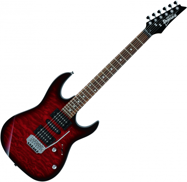 Guitare électrique solid body Ibanez GRX70QA TRB GIO - transparent red burst