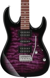 Guitare électrique forme str Ibanez Gio GRX70QA TVT - transparent violet
