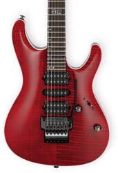 Guitare électrique forme str Ibanez Kiko Loureiro KIKO100 TRR Prestige Japan - Transparent red ruby