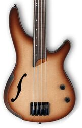 Basse électrique 1/2 caisse Ibanez SRH500F NNF Fretless Workshop - Natural browned burst flat