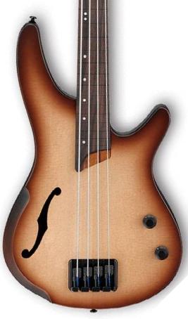 Basse électrique 1/2 caisse Ibanez SRH500F NNF Fretless Workshop - Natural browned burst flat