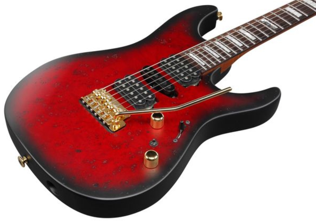 Ibanez Kiko Loureiro Kiko300 Rrt Prestige Jap Signature Hsh Dimarzio Fr Rw - Ruby Red Sunburst Flat - Guitare Électrique Forme Str - Variation 2
