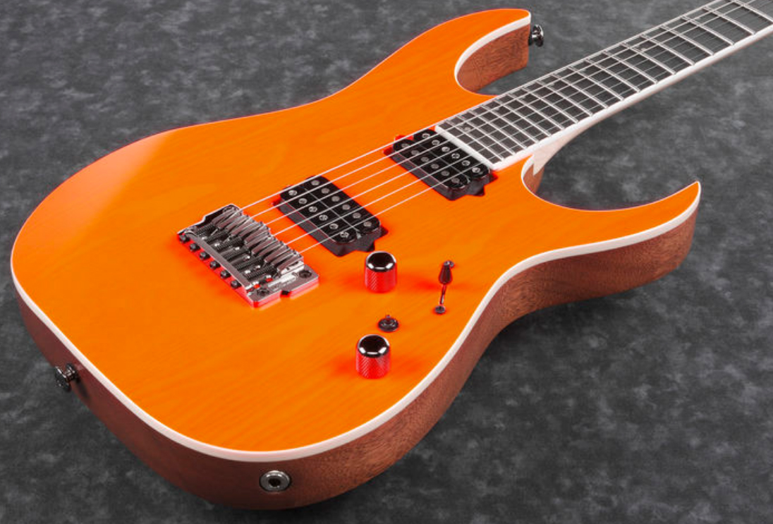 Ibanez Rgr5221 Tfr Prestige Jap Ht Bare Knuckle Hh Eb - Transparent Fluorescent Orange - Guitare Électrique Forme Str - Variation 2