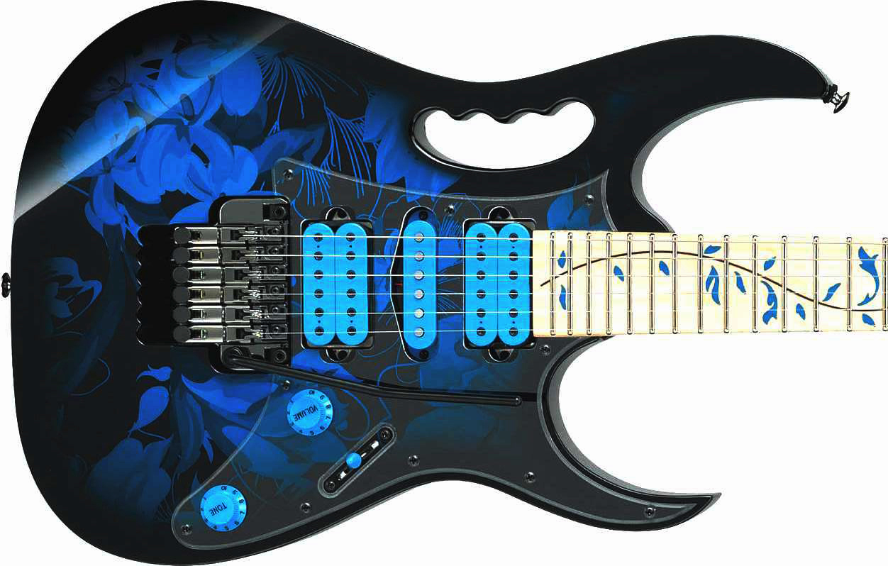 Ibanez Steve Vai Jem77p Bfp Premium Hsh Fr Mn - Blue Floral Pattern - Guitare Électrique Forme Str - Variation 2