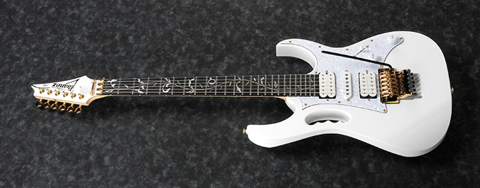 Ibanez Steve Vai Jem7vp Wh Premium Signature Hsh Fr Eb - White - Guitare Électrique Double Cut - Variation 1
