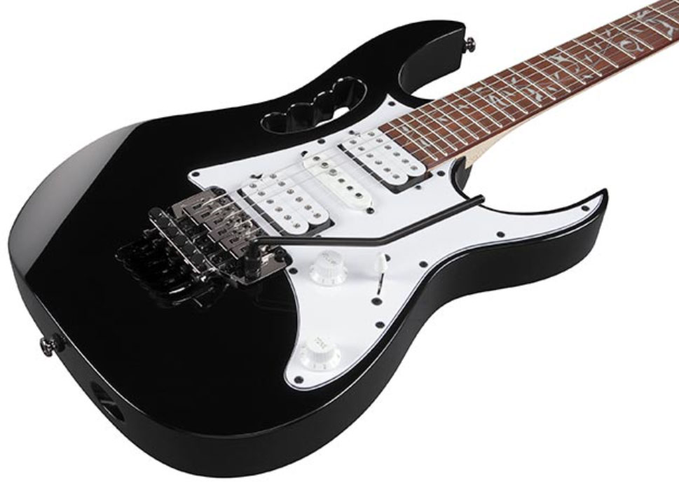 Ibanez Steve Vai Jemjr Bk Signature Hsh Fr Jat - Black - Guitare Électrique Forme Str - Variation 2