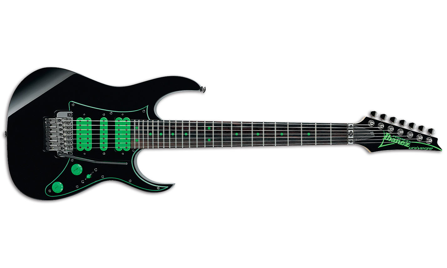 Ibanez Steve Vai Uv70p Bk Universe Premium Signature 7-cordes Hsh Fr Rw - Black - Guitare Électrique 7 Cordes - Variation 1
