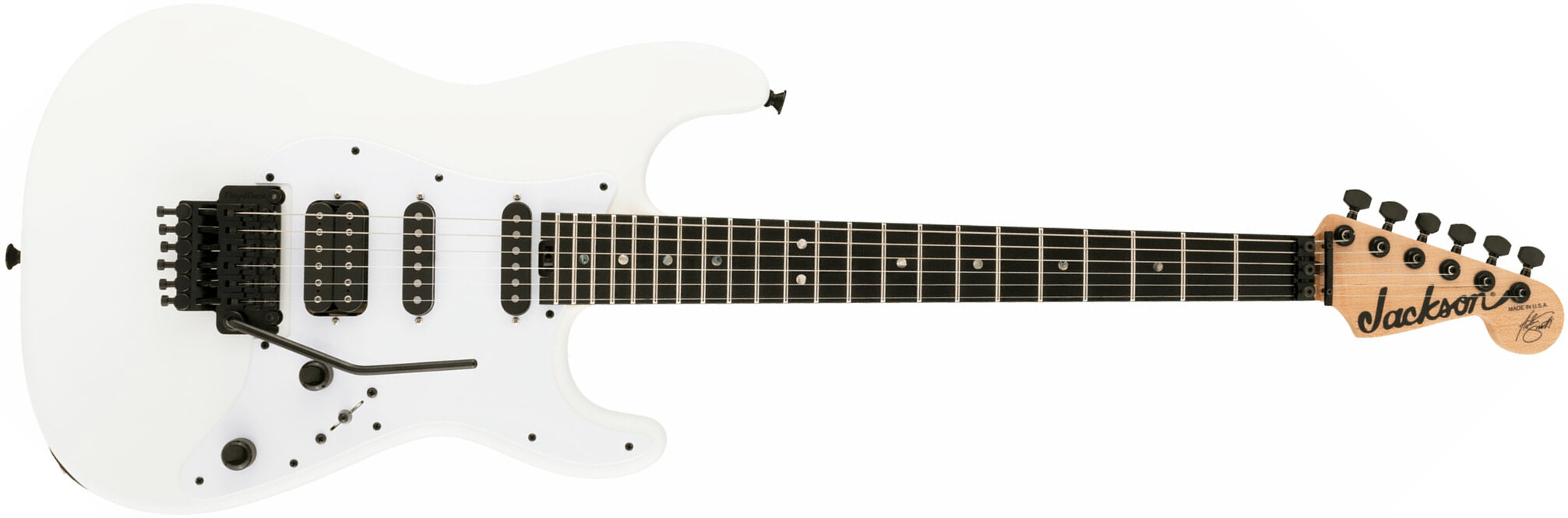 Jackson Adrian Smith San Dimas Usa Signature Hss Dimarzio Fr Ebo - Snow White - Guitare Électrique Forme Str - Main picture