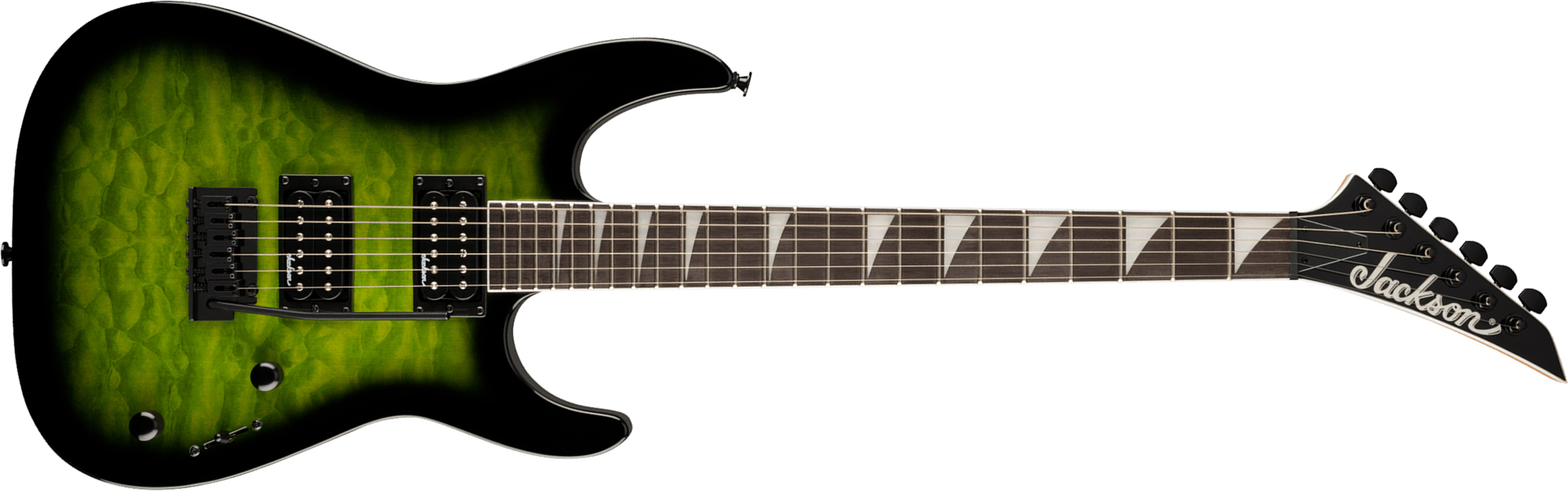 Jackson Dinky Js20 Dkq 2pt 2h Trem Ama - Transparent Green Burst - Guitare Électrique Forme Str - Main picture