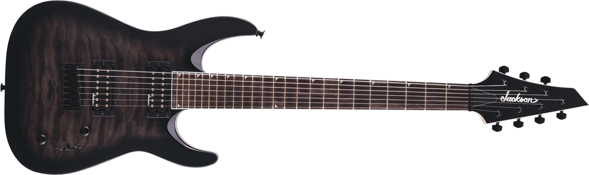 Jackson Dinky Js22q-7 Dka Ht Arch Top 2h Ht Ama - Transparent Black Burst - Guitare Électrique 7 Cordes - Main picture