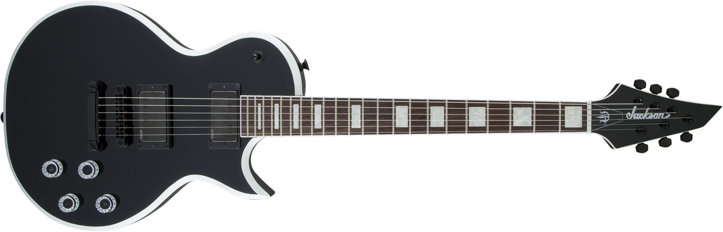 Jackson Marty Friedman Mf1 X-series Signature 2h Emg Ht Lau - Black With White Bevels - Guitare Électrique Single Cut - Main picture