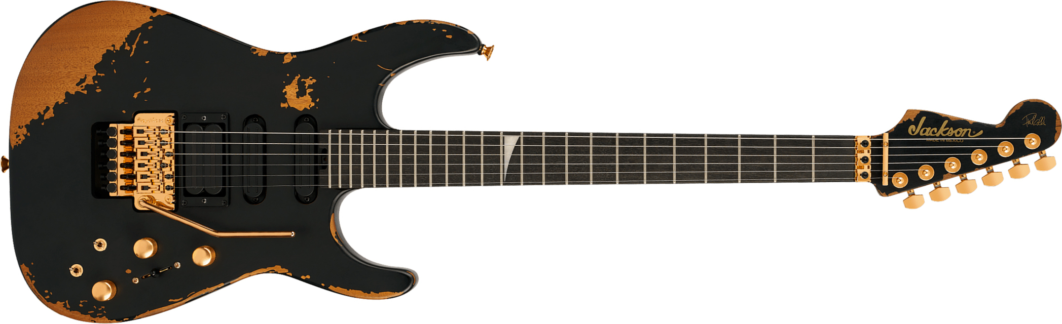 Jackson Phil Collen Pc1e Pro Mex Signature Hsh Fr Eb - Worn Black - Guitare Électrique Signature - Main picture