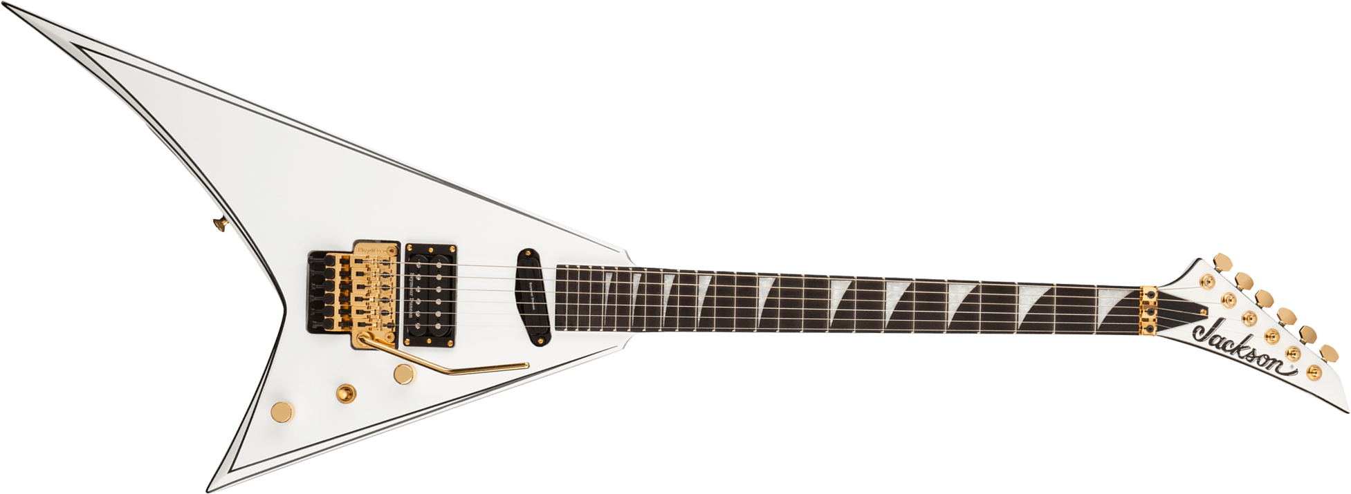 Jackson Rhoads Rr24 Hs Concept Hst Seymour Duncan Fr Eb - White With Black Pinstripes - Guitare Électrique MÉtal - Main picture