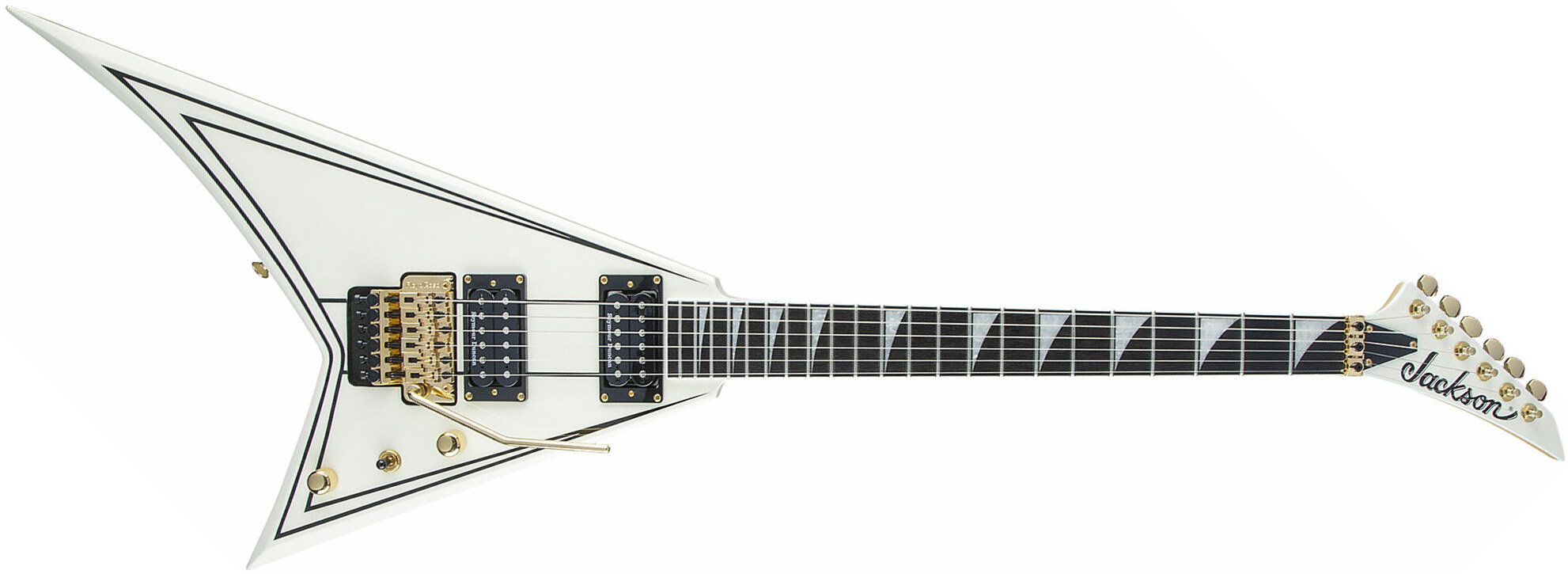 Jackson Rhoads Rr3 Pro 2h Seymour Duncan Fr Eb - Ivory With Black Pinstripes - Guitare Électrique MÉtal - Main picture
