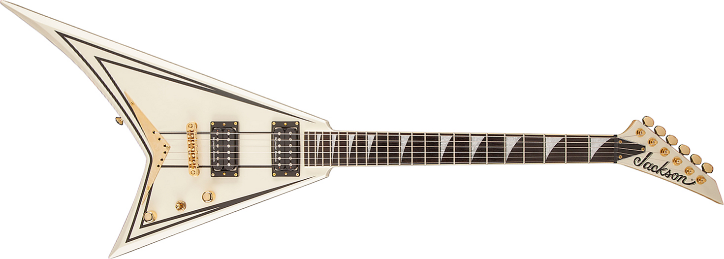 Jackson Rhoads Rrt-3 Pro 2h Seymour Duncan Ht Eb - Ivory With Black Pinstripes - Guitare Électrique MÉtal - Main picture