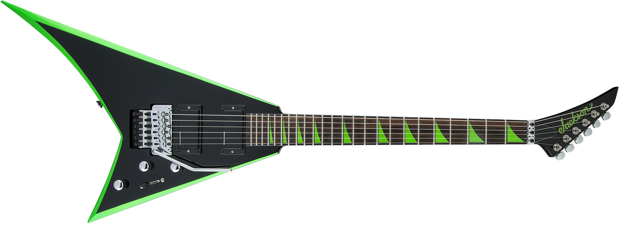 Jackson Rhoads Rrx24 Hh S.duncan Floyd Rose Rw - Black With Neon Green Bevels - Guitare Électrique MÉtal - Main picture