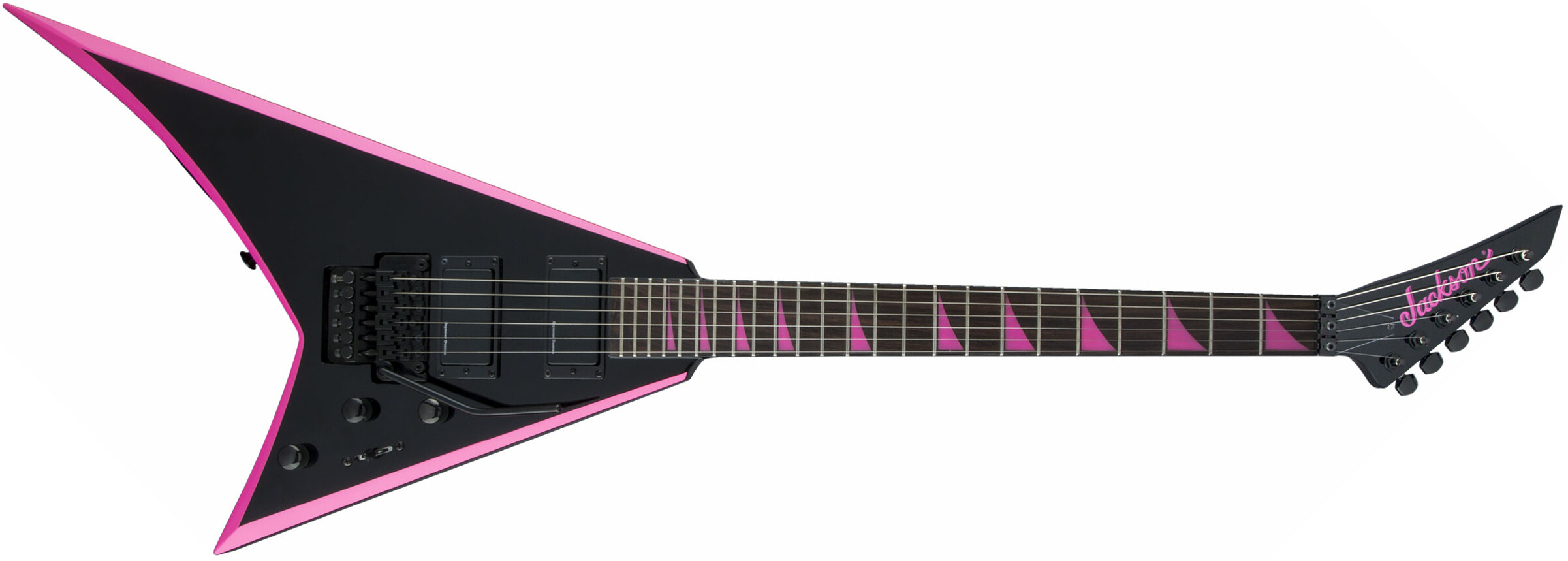 Jackson Rhoads Rrx24 Hh Seymour Duncan Fr Rw - Black With Pink Bevels - Guitare Électrique MÉtal - Main picture