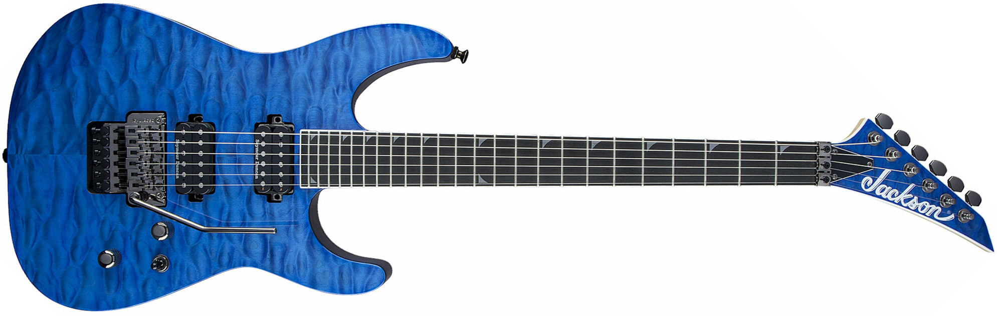 Jackson Soloist Pro Sl2q Mah Hh Seymour Duncan Fr Eb - Transparent Blue - Guitare Électrique Forme Str - Main picture