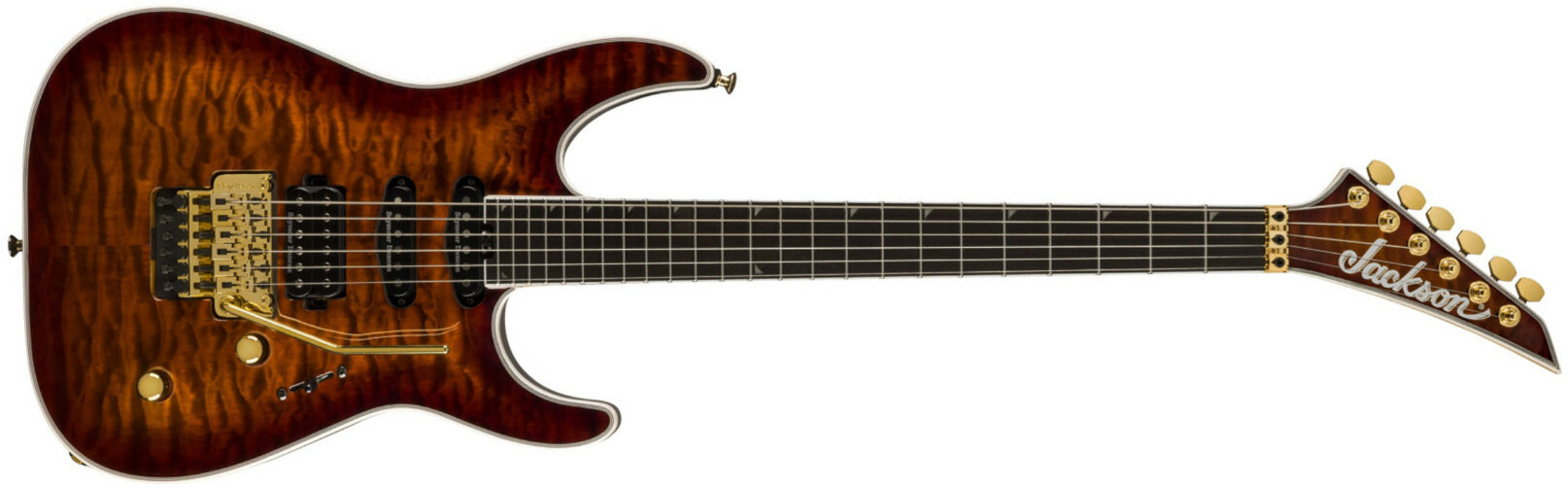 Jackson Soloist Sla3q Pro Plus Hss Seymour Duncan Fr Eb - Amber Tiger Eye - Guitare Électrique Forme Str - Main picture