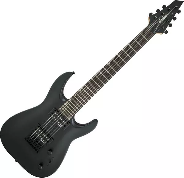 Guitare électrique baryton Jackson Dinky Arch Top JS22-7 DKA HT - Satin black
