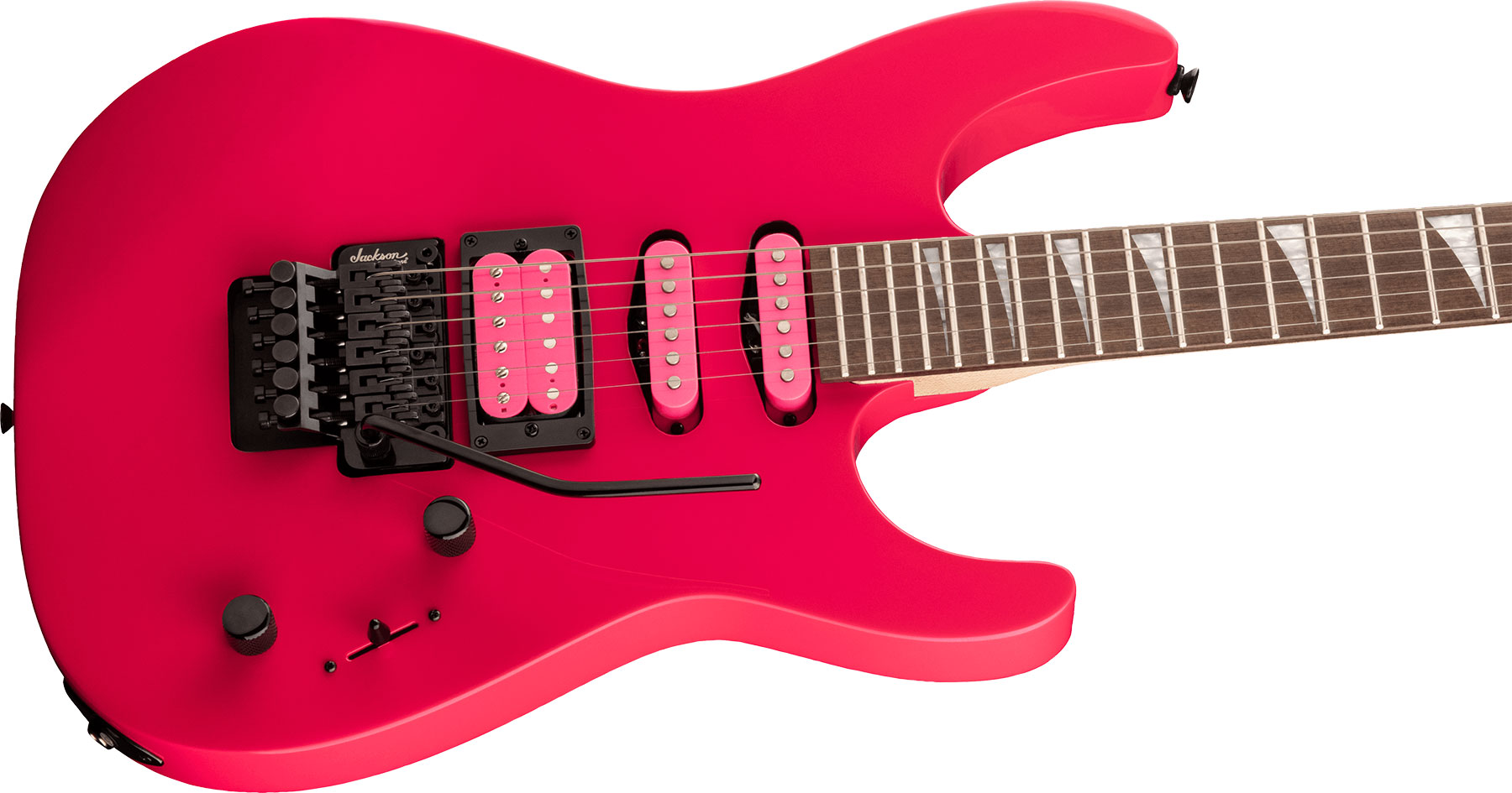 Jackson Dinky Dk3xr Hss Fr Lau - Neon Pink - Guitare Électrique Forme Str - Variation 2