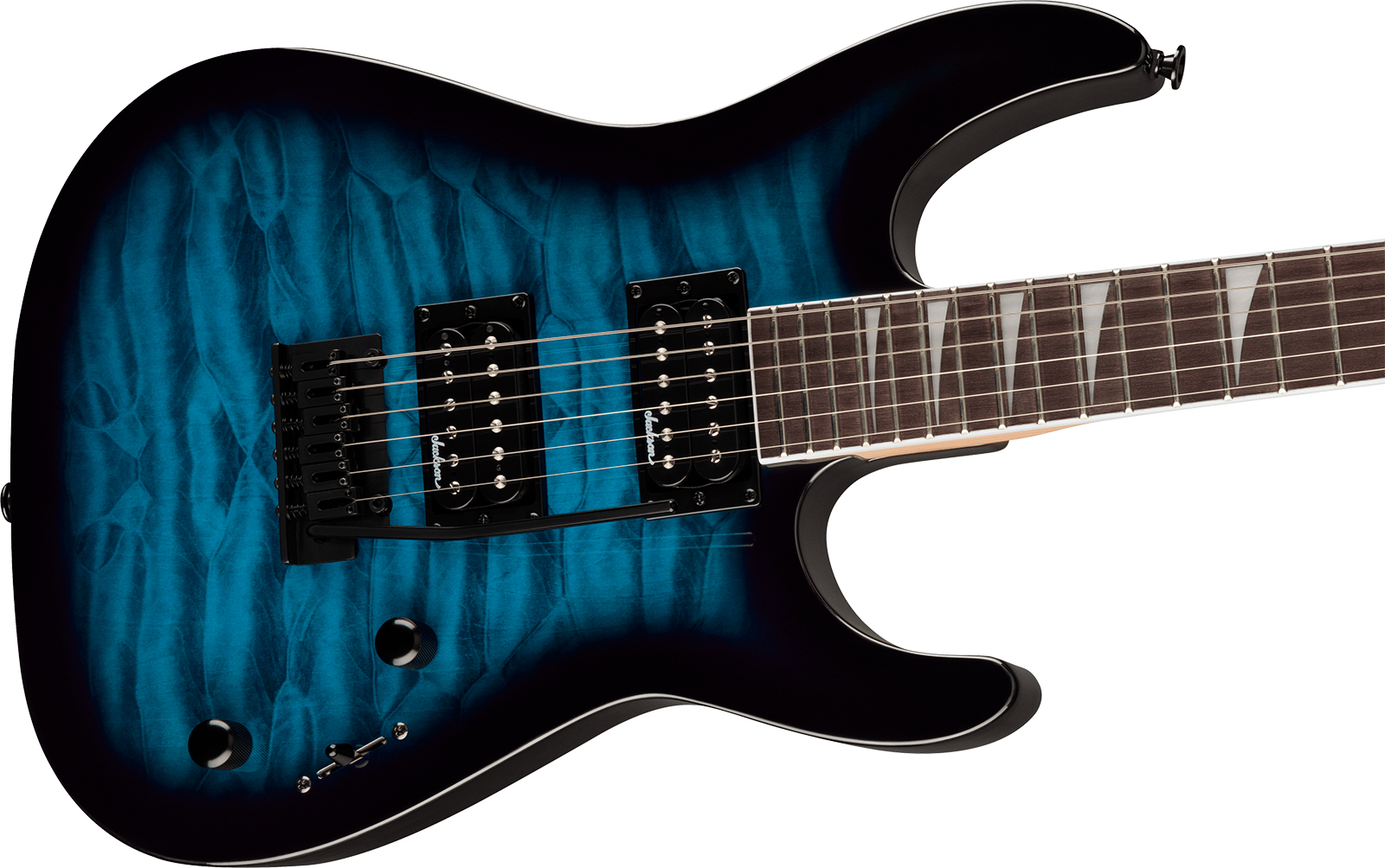 Jackson Dinky Js20 Dkq 2pt 2h Trem Ama - Transparent Blue Burst - Guitare Électrique Forme Str - Variation 2