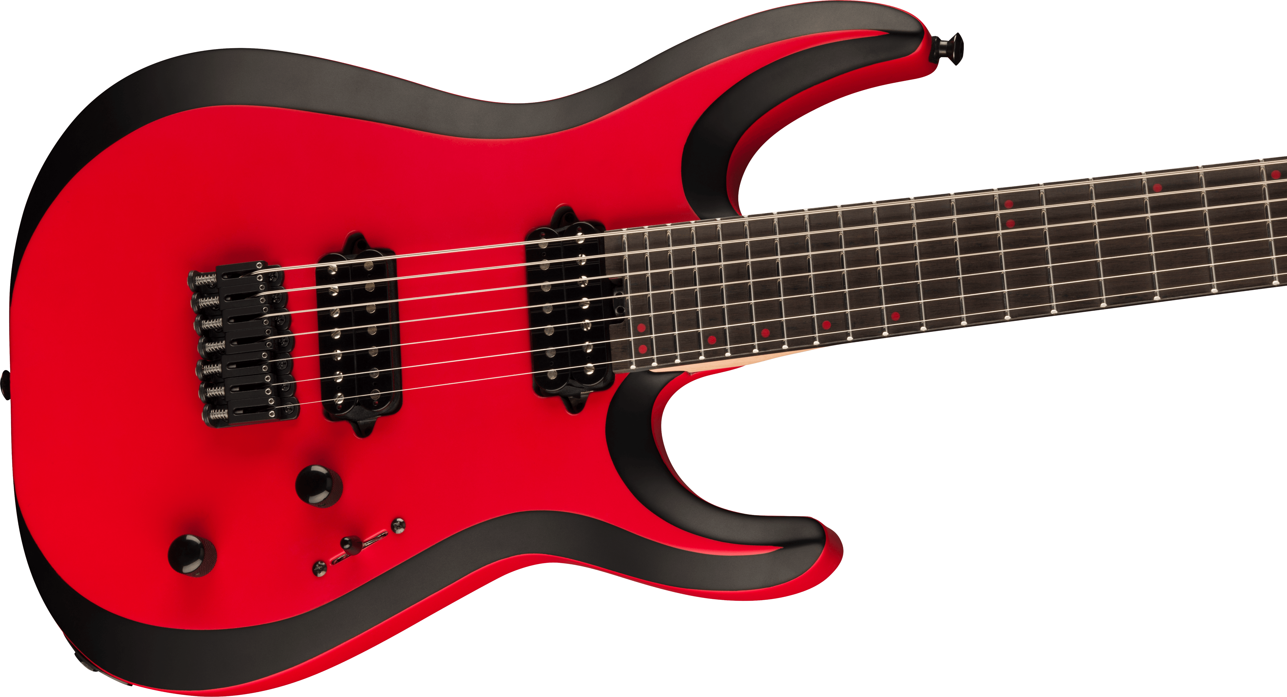 Jackson Dinky Mdk Ht7 Pro Plus 2h Bare Knuckle Eb - Satin Red W/black Bevels - Guitare Électrique 7 Cordes - Variation 3